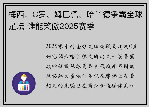 梅西、C罗、姆巴佩、哈兰德争霸全球足坛 谁能笑傲2025赛季 梅西、C罗、姆巴佩、哈兰德争霸全球足坛 谁能笑傲2025赛季